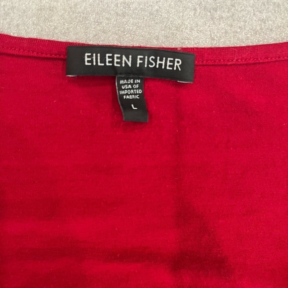 [L]EILEEN FISHER Top Rayon Stretch Jersey Round Neck Long Sleeve Red USA - Picture 4 of 7